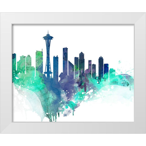 Seattle Watercolor Cityscape II White Modern Wood Framed Art Print by Circle Art Group