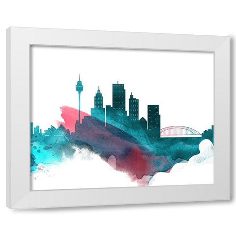 Sydney Watercolor Cityscape II White Modern Wood Framed Art Print by Circle Art Group