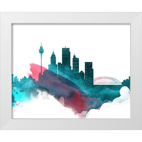 Sydney Watercolor Cityscape II White Modern Wood Framed Art Print by Circle Art Group