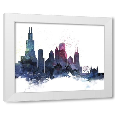 Chicago Watercolor Cityscape II White Modern Wood Framed Art Print by Circle Art Group