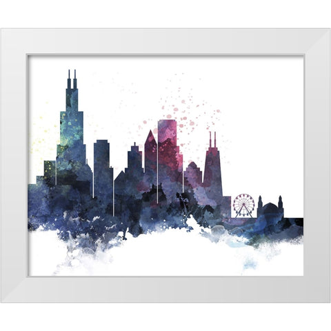 Chicago Watercolor Cityscape II White Modern Wood Framed Art Print by Circle Art Group