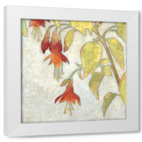 Fuchsia Blooms II White Modern Wood Framed Art Print by Meagher, Megan