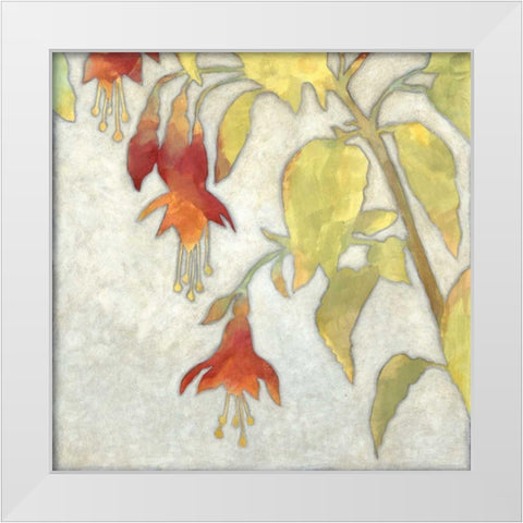 Fuchsia Blooms II White Modern Wood Framed Art Print by Meagher, Megan