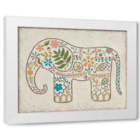 Laurels Elephant II White Modern Wood Framed Art Print by Zarris, Chariklia