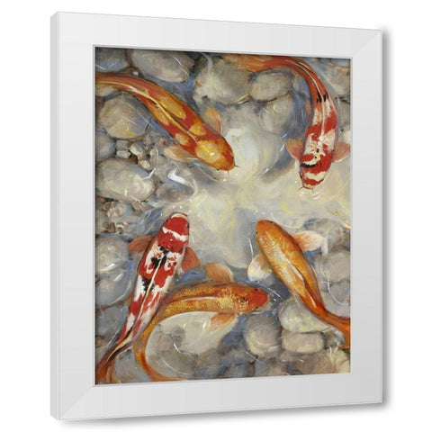 Custom Vibrant Koi I (ASH) White Modern Wood Framed Art Print by OToole, Tim