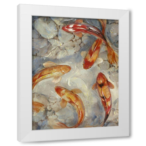 Custom Vibrant Koi II (ASH) White Modern Wood Framed Art Print by OToole, Tim