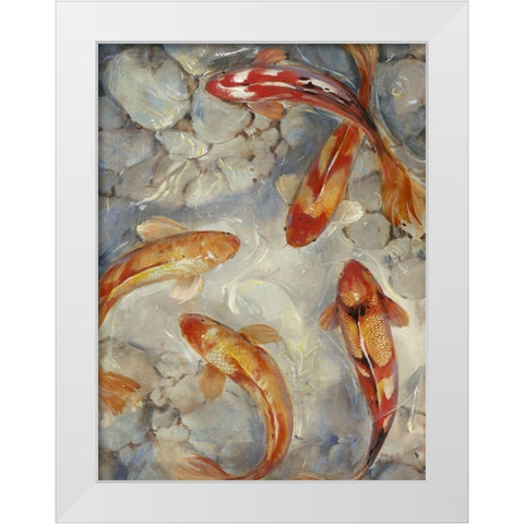 Custom Vibrant Koi II (ASH) White Modern Wood Framed Art Print by OToole, Tim