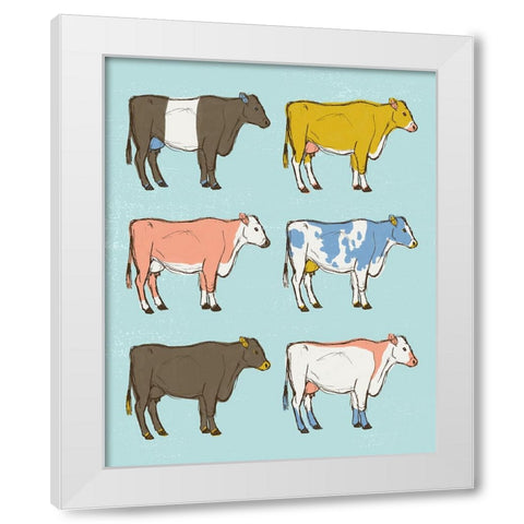 Mid Century Farm - Cattle - Neutral White Modern Wood Framed Art Print by Circle Art Group