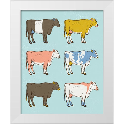 Mid Century Farm - Cattle - Neutral White Modern Wood Framed Art Print by Circle Art Group