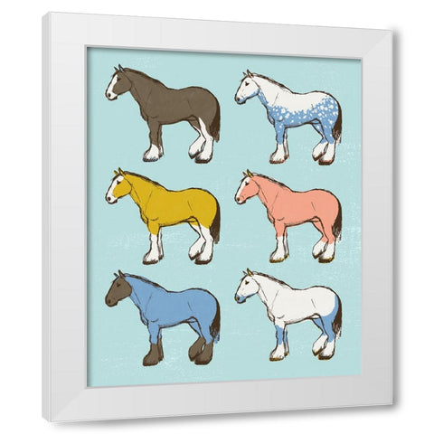 Mid Century Farm - Horses - Neutral White Modern Wood Framed Art Print by Circle Art Group