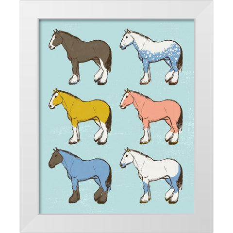 Mid Century Farm - Horses - Neutral White Modern Wood Framed Art Print by Circle Art Group