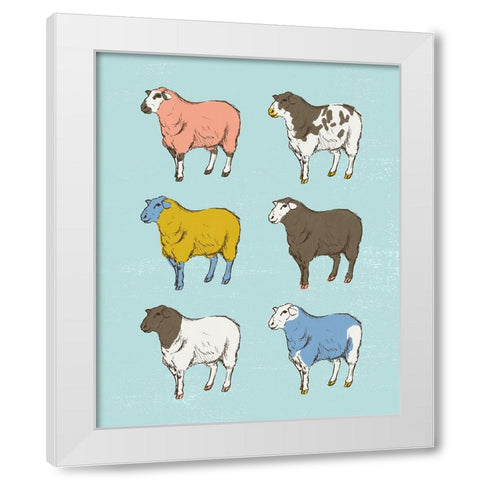 Mid Century Farm - Sheep - Neutral White Modern Wood Framed Art Print by Circle Art Group