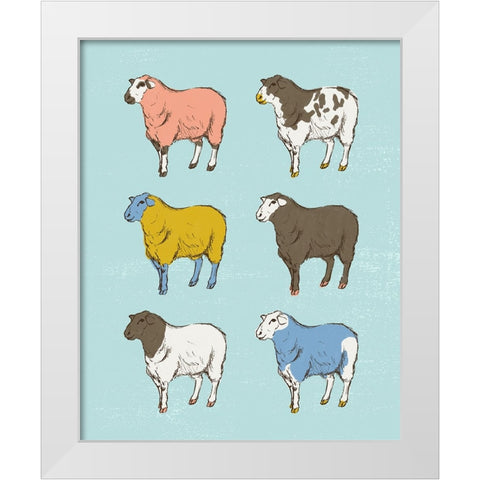 Mid Century Farm - Sheep - Neutral White Modern Wood Framed Art Print by Circle Art Group