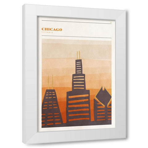 Mid Century City - Chicago White Modern Wood Framed Art Print by Circle Art Group