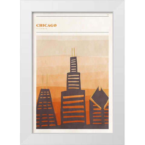 Mid Century City - Chicago White Modern Wood Framed Art Print by Circle Art Group