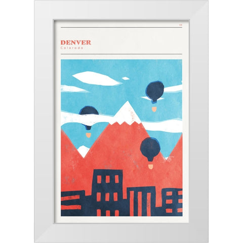 Mid Century City - Denver White Modern Wood Framed Art Print by Circle Art Group