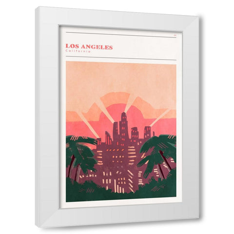 Mid Century City - Los Angeles White Modern Wood Framed Art Print by Circle Art Group