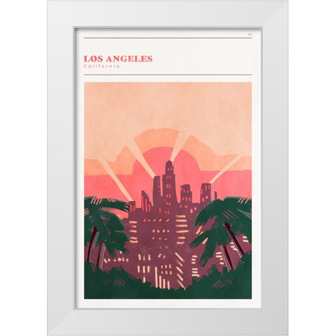 Mid Century City - Los Angeles White Modern Wood Framed Art Print by Circle Art Group