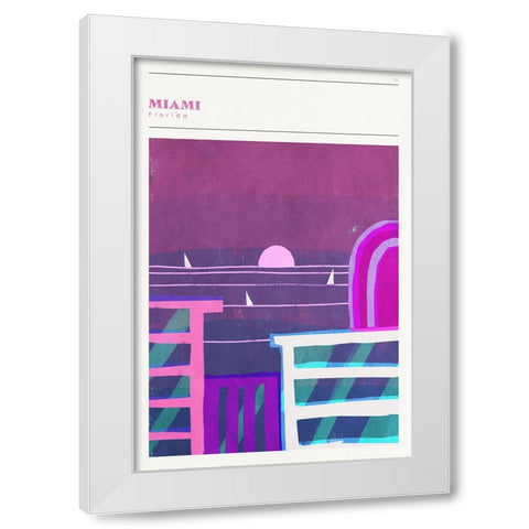 Mid Century City - Miami White Modern Wood Framed Art Print by Circle Art Group