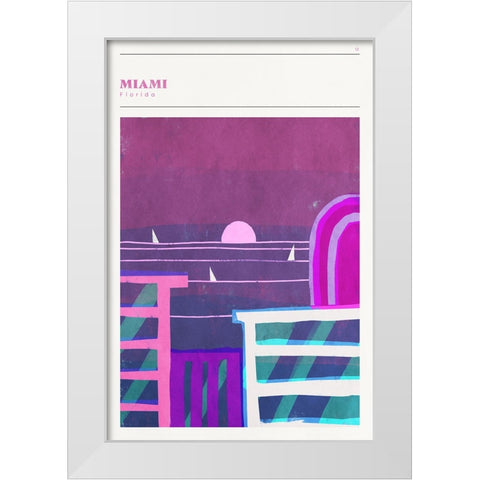 Mid Century City - Miami White Modern Wood Framed Art Print by Circle Art Group