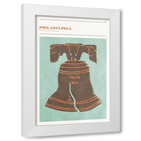 Mid Century City - Philadelphia White Modern Wood Framed Art Print by Circle Art Group