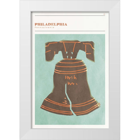 Mid Century City - Philadelphia White Modern Wood Framed Art Print by Circle Art Group