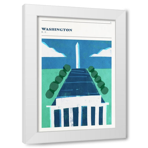 Mid Century City - Washington, DC White Modern Wood Framed Art Print by Circle Art Group