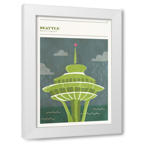 Mid Century City -Seattle White Modern Wood Framed Art Print by Circle Art Group