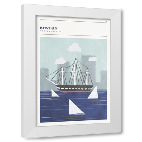 Mid Century City - Boston White Modern Wood Framed Art Print by Circle Art Group