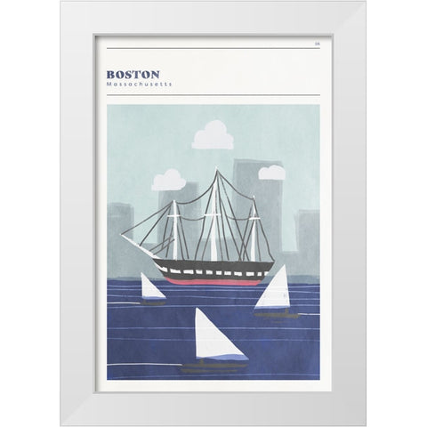 Mid Century City - Boston White Modern Wood Framed Art Print by Circle Art Group