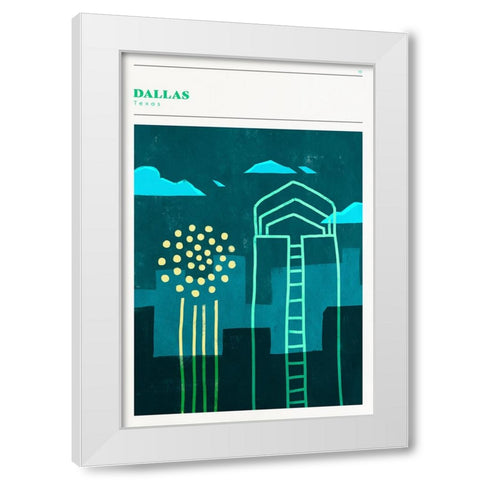 Mid Century City - Dallas White Modern Wood Framed Art Print by Circle Art Group