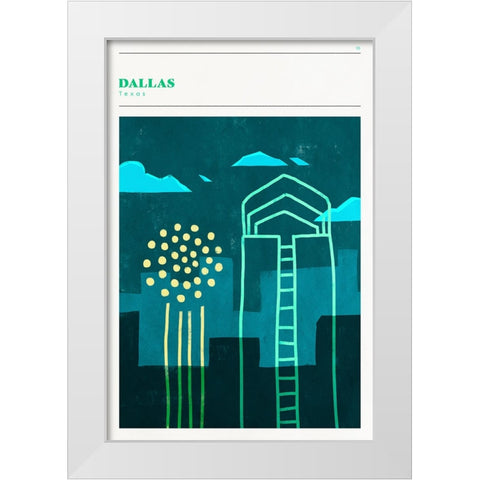 Mid Century City - Dallas White Modern Wood Framed Art Print by Circle Art Group