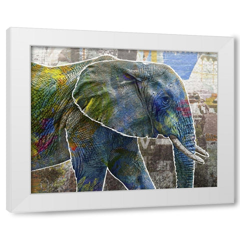 Pop Art - Elephant White Modern Wood Framed Art Print by Inner Circle