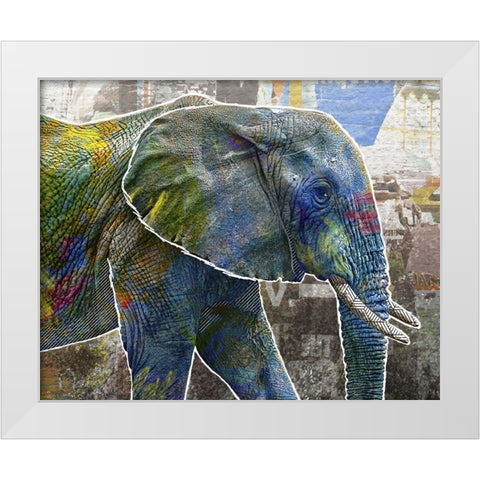 Pop Art - Elephant White Modern Wood Framed Art Print by Inner Circle