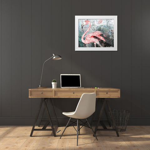 Pop Art - Flamingo White Modern Wood Framed Art Print by Inner Circle