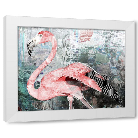Pop Art - Flamingo White Modern Wood Framed Art Print by Inner Circle