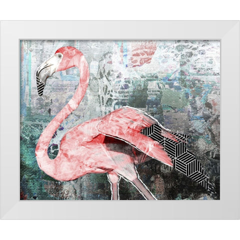 Pop Art - Flamingo White Modern Wood Framed Art Print by Inner Circle
