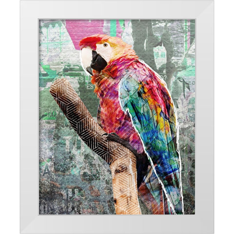 Pop Art - Parrot White Modern Wood Framed Art Print by Inner Circle