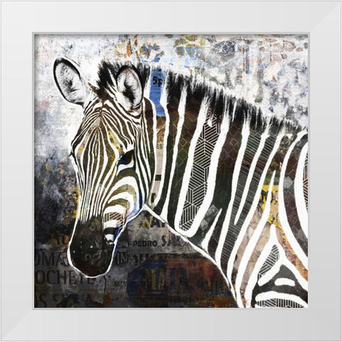 Pop Art - Zebra White Modern Wood Framed Art Print by Inner Circle