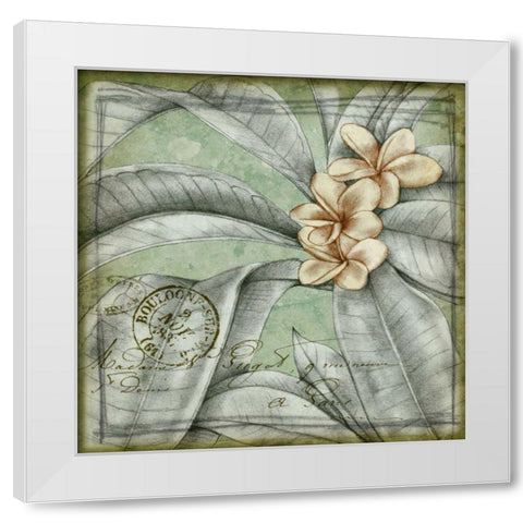 Postmark Tropicals I White Modern Wood Framed Art Print by Goldberger, Jennifer