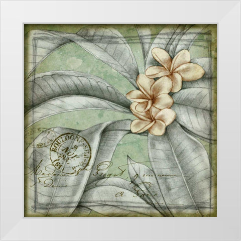 Postmark Tropicals I White Modern Wood Framed Art Print by Goldberger, Jennifer