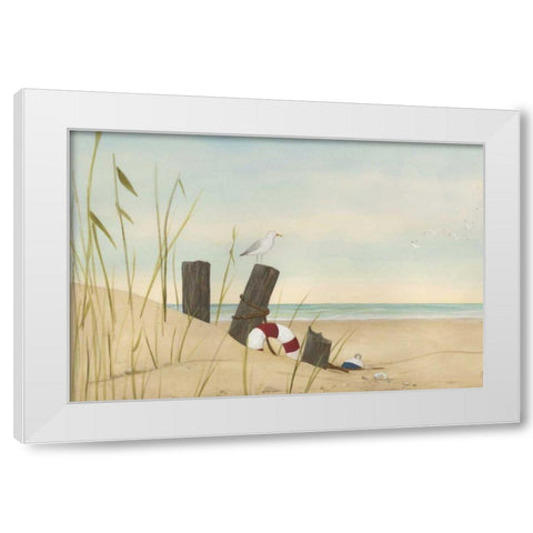 Seaside Dunes I White Modern Wood Framed Art Print by Vess, June Erica