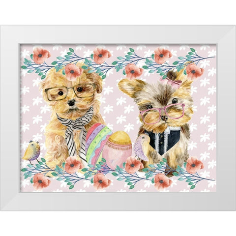 Easter Pups Collection A White Modern Wood Framed Art Print by Wang, Melissa