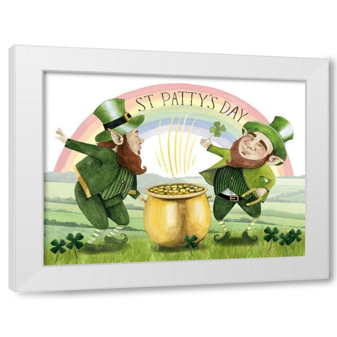 Leprechauns Rainbow Collection A White Modern Wood Framed Art Print by Popp, Grace