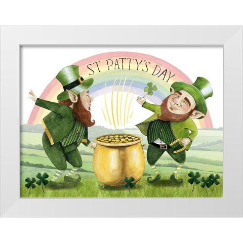 Leprechauns Rainbow Collection A White Modern Wood Framed Art Print by Popp, Grace