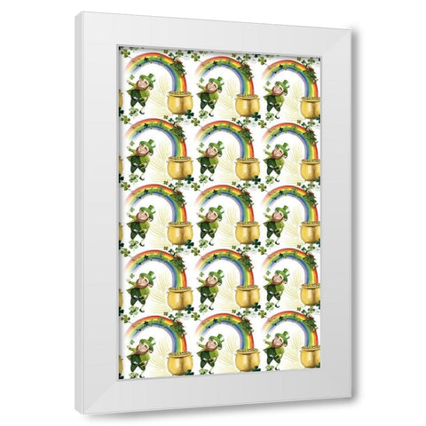 Leprechauns Rainbow Collection E White Modern Wood Framed Art Print by Popp, Grace