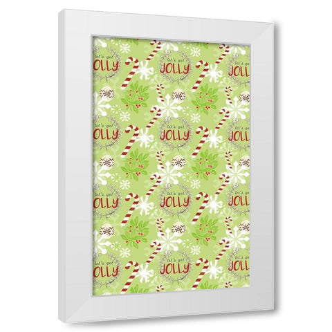Lets Get Jolly Collection E White Modern Wood Framed Art Print by Vess, June Erica