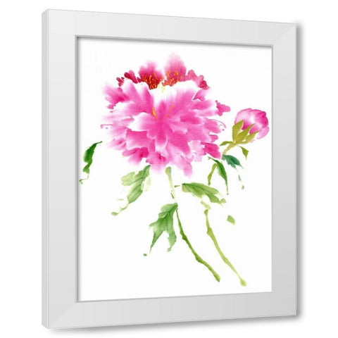 Peonies in Pink I White Modern Wood Framed Art Print by Parker, Nan Rae