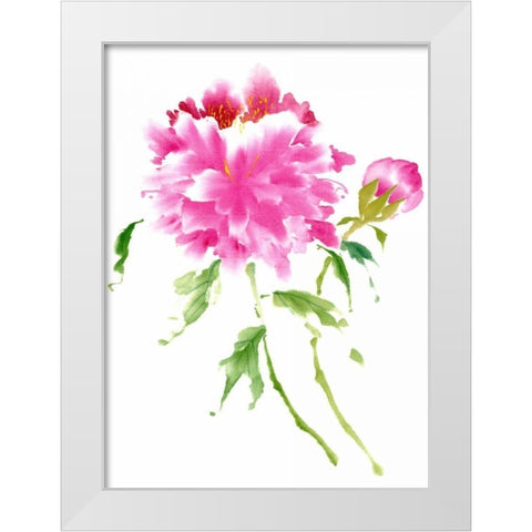 Peonies in Pink I White Modern Wood Framed Art Print by Parker, Nan Rae
