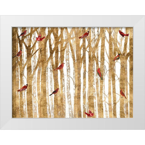 Red Bird Christmas Collection A White Modern Wood Framed Art Print by Studio W